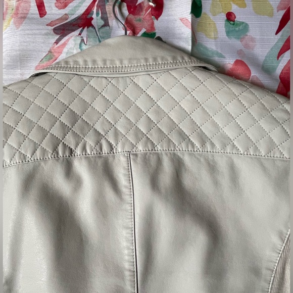 EXPRESS Faux Leather Jacket Beige with Silver Hardware - Picture 8 of 8